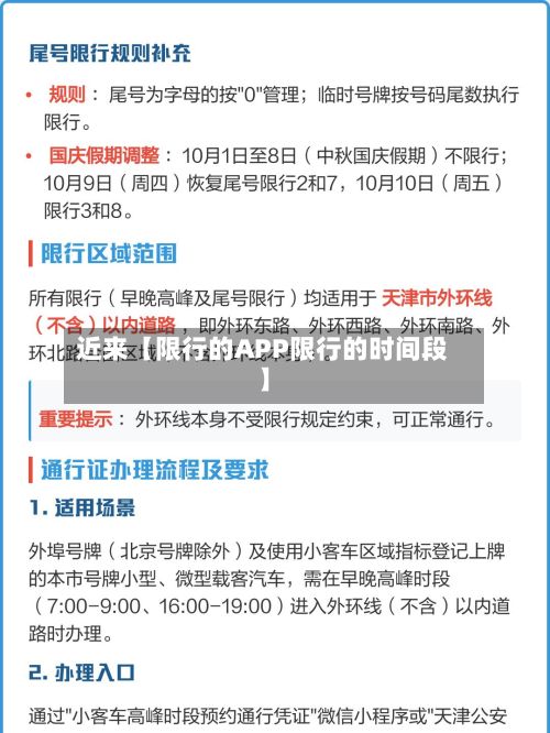 近来【限行的APP限行的时间段】